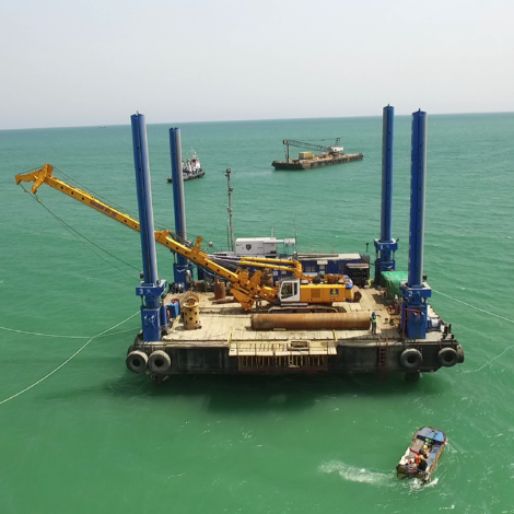 A digger on a seaborn platform